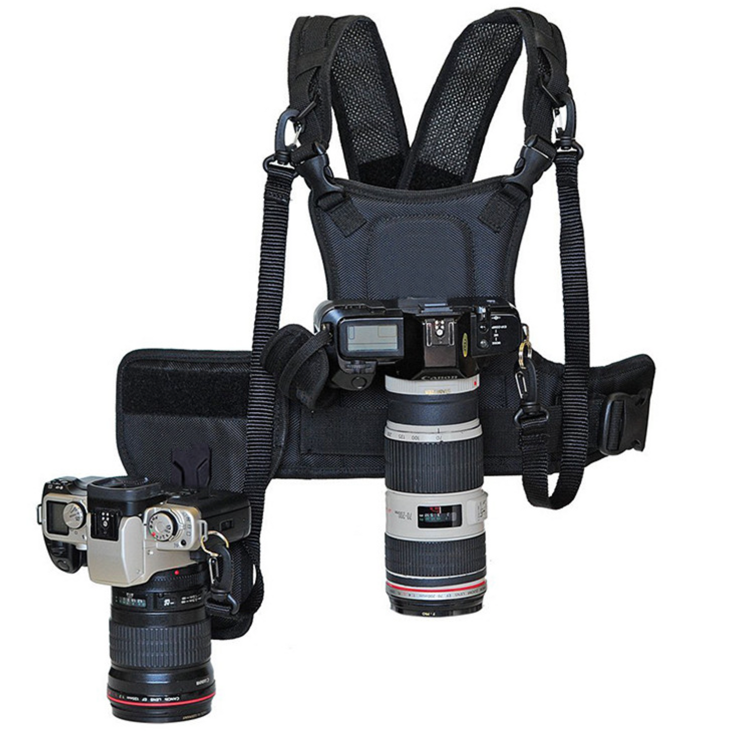 SnapRig DualLink Pro – Dual Camera Carry System for Photographers & Videographers | Quick-Release Crossbody Strap for Two Cameras