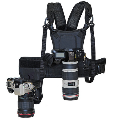 SnapRig DualLink Pro – Dual Camera Carry System for Photographers & Videographers | Quick-Release Crossbody Strap for Two Cameras